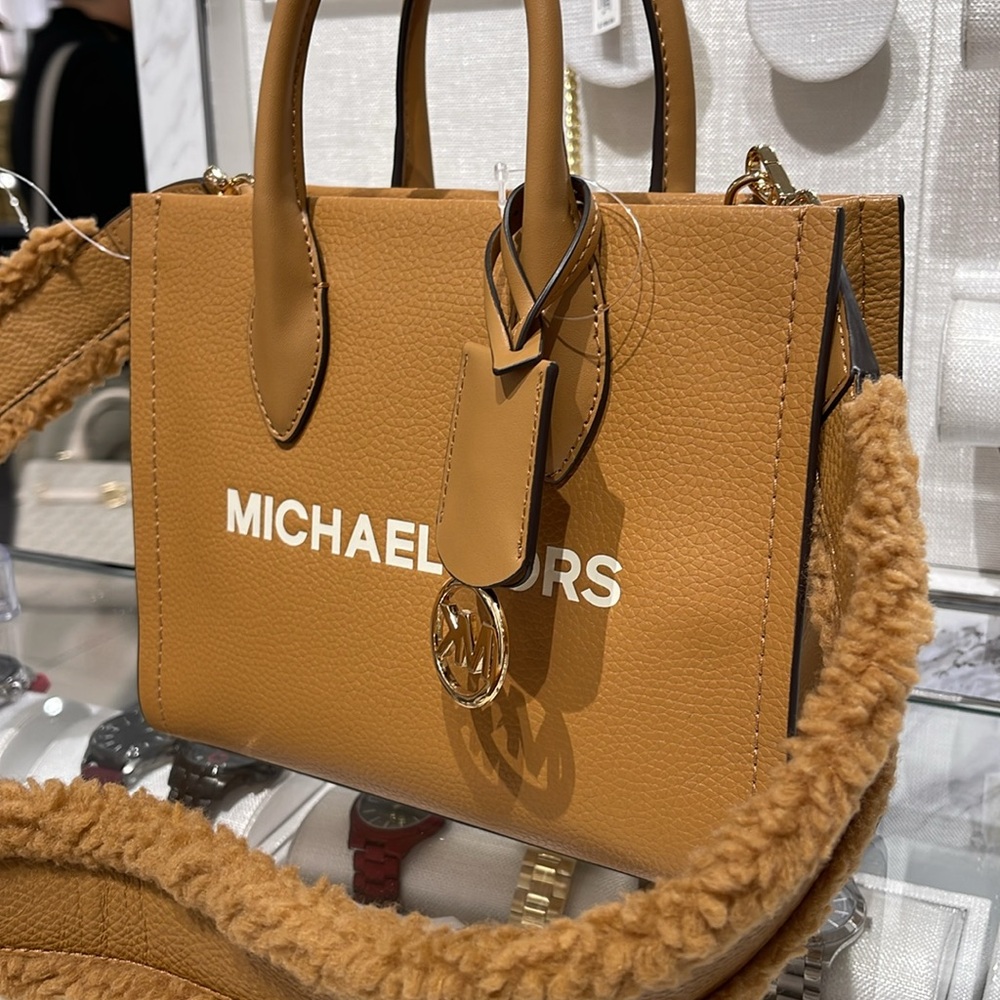 Michael Kors Mirella Small Pebbled Leather Shopper Top Zip Crossbody XBody Bag - Picture 2 of 16